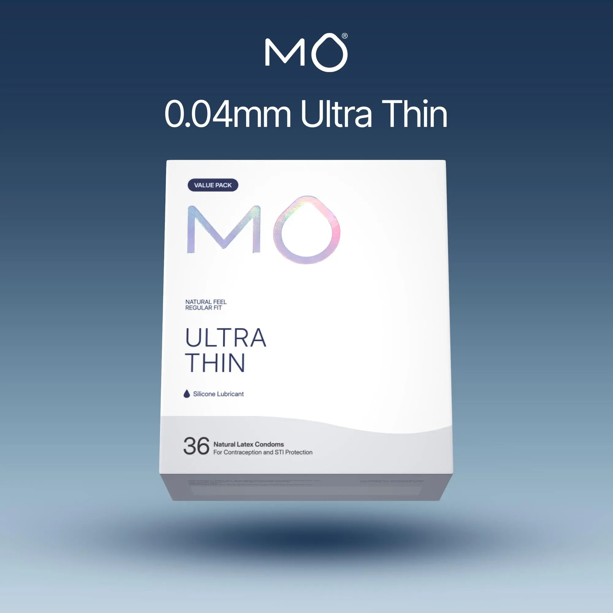 MO 100% Natural Latex Natural Rubber Condoms Value Pack (36 pcs) - 0.04mm Ultra Thin, Silicone-Enhanced Sensation, pH Balanced Formula, Regular Fit, Smooth, Universal, Comfortable, Glide, for Everyday Confidence