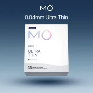 MO Ultra Thin 100% Natural Latex Condoms Value Pack (36 Count) - 0.04mm Silicone-Enhanced Sensation, pH Balanced Formula, Regular Fit Contraception