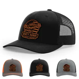 Dirty Hands Make Clean Money, Car Mechanic, Handyman, Fixing Equipment Hat, 112 Style Trucker Leather Patch Hat