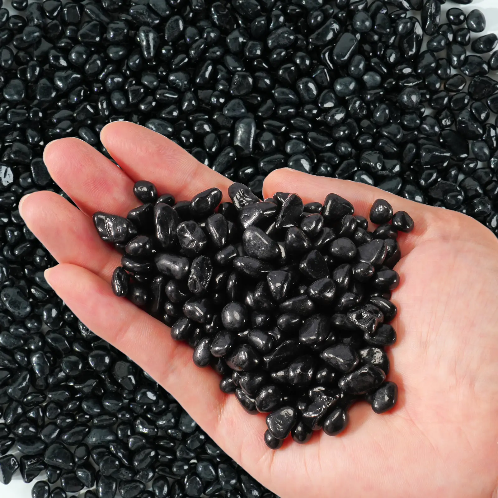 Black Decorative Pebbles (3 LB-18 LB Small Glass Stones) - Garden Gravel for Gardeners, Indoor Plants, Terrariums, Enhances Appearance of Plant Displays, Decor Enthusiasts