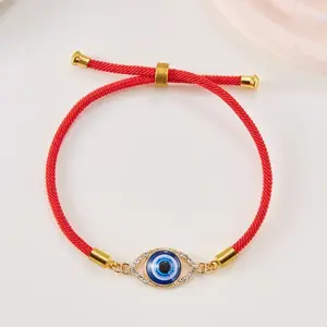 Veliora Gift B Women's Turkish-Style Evil Eye Enamel Protection Charm Bracelet, Adjustable Cord Bangle, Lightweight Stackable Spiritual Daily Fashion Jewelry, Birthday Gift Accessory, Bracelets Heart Rate Couples Set y2k Tiger Stone Crystal