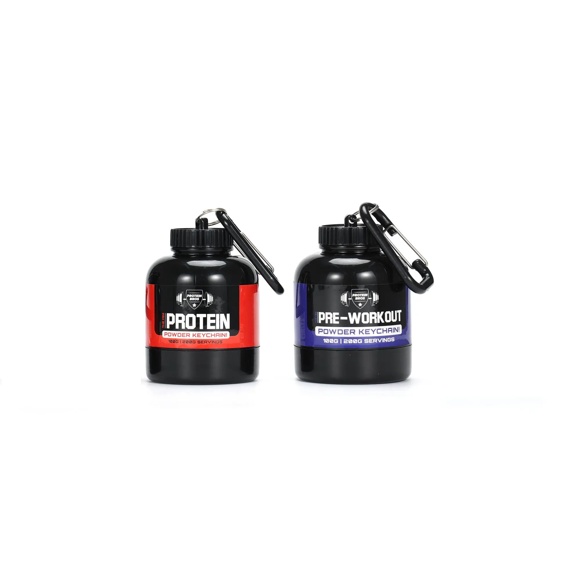 Protein Bros - Miniature Protein and Pre Workout Powder Keychain Holders - Funnel Supplement Holder (Single Scoop & Double Scoop)