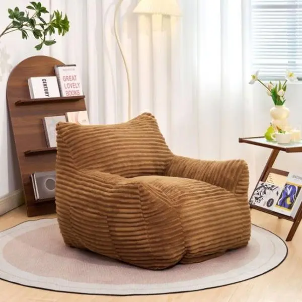 Bellemave Oversized Corduroy Ergonomic Bean Bag Chair for Adults - 400Lbs Capacity, High Resiliency, Large Dimensions, Stable Minimalist Floor Couch, Beanbag Chair for Relaxation