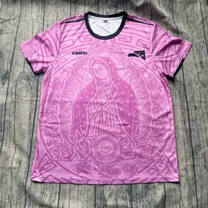 [Self-Taken Photos] 2026 Mexico Guadalupe Pink/White/Mint Soccer Jersey, Unisex Couple Matching Shirt, Vintage Streetwear Football Jersey, Gym Athletic Top, Gift Idea