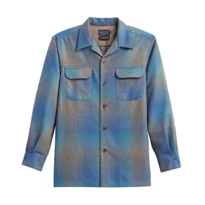 Pendleton Men's Tall Long-Sleeve Casual Wool Fabric Board Shirt, Men’s Clothes Top, Blue Multi-Taupe Mix Ombre, 25