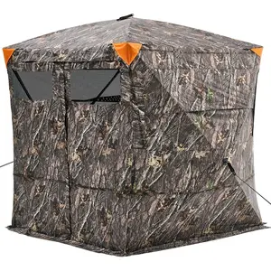 VEVOR Hunting Blind, TikTokShopBlackFriday, 4-5 Person See Through Ground Blinds with Carrying Bag, 270 Degree Portable Camouflage Tent, Durable Concealed Shelter with Silent Magnetic Door and Window, for Turkey and Deer