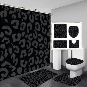 Leopard Print Shower Curtain Set with 12 Hooks, Modern Bathroom Divider, Decoration, Multi-Functional Bath Decor, Perfect Gift for Friends and Family
