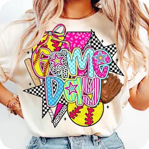 Preppy Softball Tshirt, Game Day Tshirt, Softball Tshirt, Softball Mama Tshirt, Glitter Softball Mom Tshirt, Leopard Softball Coquette Tshirt