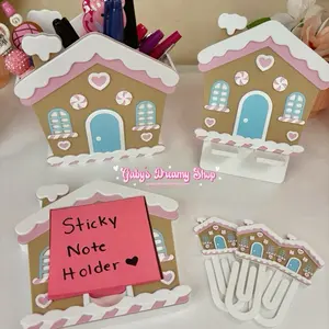 Christmas Gingerbread House Desk Decor, Phone Holder, Pen Holder, Sticky Note Holder, Straw Charm, Desk Organizer, Christmas Gifts