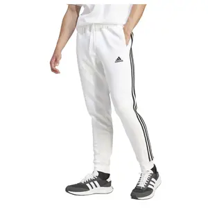 adidas Mens Essentials 3-Stripes Fleece Drawstring Joggers Training Casual Drawstring - White