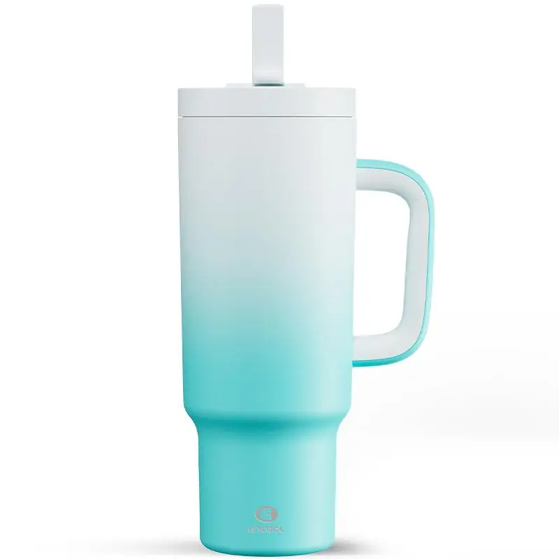 【Encool】Car Cup, Stainless Steel Water Tumbler with Straw, 40oz Tumbler Large Capacity Water Bottle with Handle, Portable Tumbler Cup, Teacher Gifts