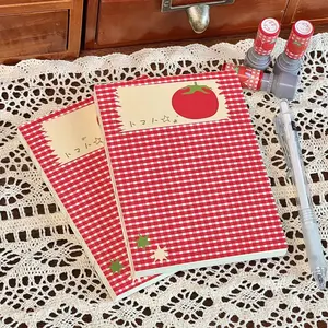 Vintage Tomato Grid Notebook, Thick Blank Pages, Simple Girl Design, Suitable for Daily Notes, Sketching, Student Creative Gift, Office Stationery Supplies, Writing Stationery
