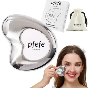 PFEFE Cryo Gua Sha Frozen Facial Uplift Tools Cooling Ice Cold Face Puffiness V line Jawline Sculpting Double Chin Lifting Lymphatic Contour Skincare Beauty Dark Circles Selfcare Facialcare Treatment Massage Tools for Girls Women Gift Comfort