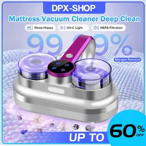 Bed Vacuum Cleaner Mattress Vacuum with UV, 12Kpa Suction, HEPA Filter, 275nm UV-C Light,48000 RPM Brushroll Rotation, Heating, Ultrasonic, Quintuple Tech, Widened Suction Port, 400W, Corded