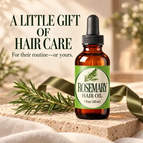 Rosemary Essential Oil Hair Treatment with Dropper, 2 Application Brushes, 1 fl oz (30 mL) Lightweight Chemical-Free No Additives No Greasy Residue Travel-Size Hair Care for Smoothness, Shine