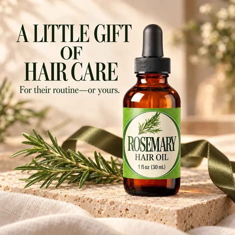 Rosemary Essential Oil Hair Treatment with Dropper, 2 Application Brushes, 1 fl oz (30 mL) Lightweight Chemical-Free No Additives No Greasy Residue Travel-Size Hair Care for Smoothness, Shine