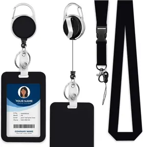 Heavy Duty Retractable Badge Reel with Vertical Sliding Hard Plastic Badge Holder & Breakaway Lanyard – for Nurses, Teachers, Office ID Cards