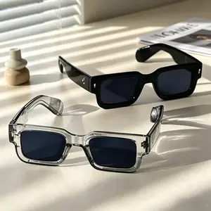 2-Pack Retro Square Sunglasses for Men & Women, Lightweight Transparent & Black Frames, UV400 Protection, Trendy Y2K Fashion Sunglasses, Essential for Summer & Travel, Perfect Gift for Women, Sunglasses For Women, Men's Sunglasses