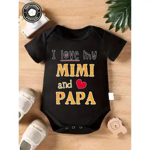 I love my MIMI and PAPA Letter Pattern Outfit Newborn Bodysuits New Short Sleeve Baby Boy Girl Romper Infant Jumpsuits