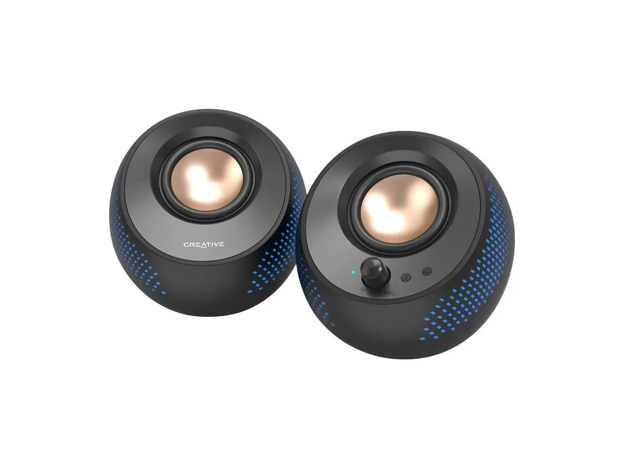 Creative Pebble 2.0 USB-Powered Desktop Speakers with Far-Field Drivers and Passive Radiators, 51MF1715AA000 - Modern Design, Enhanced Audio Clarity, Compact Size for PCs and Laptops