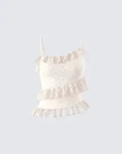 Lari Ivory Asymmetrical Ruffle Top