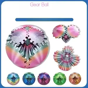 3D Printed Gear Ball, Creative Stress Relief Gift, Eco-Friendly Material, Vibrant Colors, Desktop Decor, Unique Present