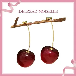 Delzzad Adorable Cherry Earrings Fruit Drop Dangle Earrings Costume Jewelry Accessories Birthday Anniversary Gifts for Girls Women