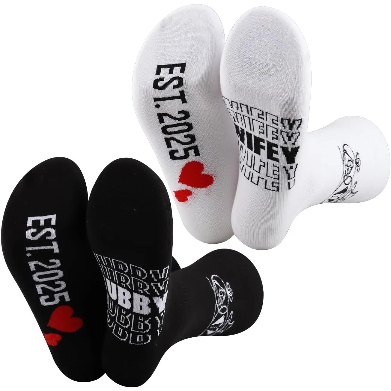 Couples Socks Set Newlyweds  Socks Hubby and Wifey Est. 2025 Wedding  for Bride and Groom Socks Engagement