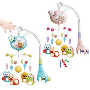 baby bed bell toy with random color accessories, 1 count multifunctional music rotating bedside bell, newborn baby soothing toy, baby sound toy