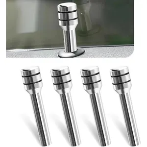 4 PCS Car Door Lock Knobs 0.47" x 1.93" Aluminum Alloy Inner Door Lock Pull Pins Silver Automotive Decor Accessory for Most Cars SUVs hood