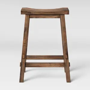 Threshold Backless Saddle Counter Stool Bar Distressed Wood 23.81" Brown Threshold Backless Saddle Counter Stool Bar Distressed Wood 23.81" Brown