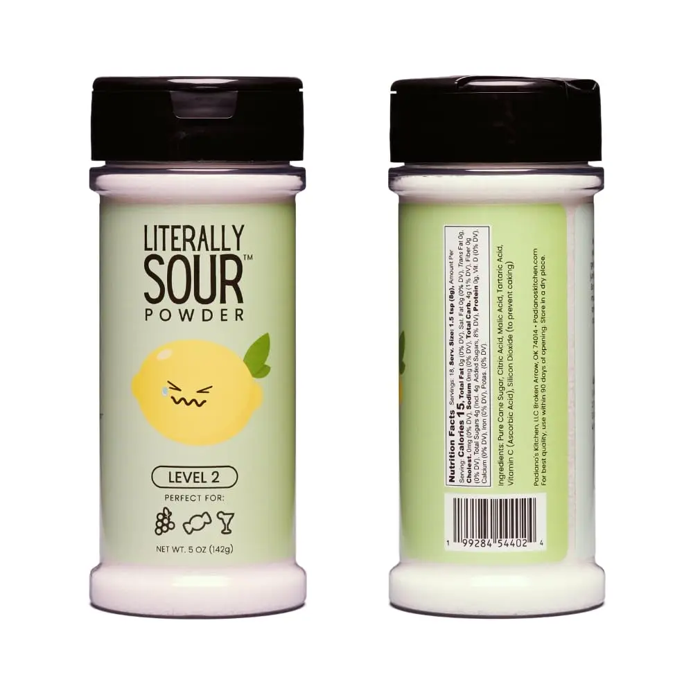 Literally Sour Powder | Levels of Sour • Made in USA • Gluten‑Free & Dye Free • Ideal for Fruits, Drinks, Lemonade & Candy (Level 2)