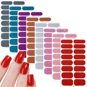 Women's 4/8-Piece Holographic Nail Stickers - Full Coverage Solid Color Gel Strips, Glitter Manicure DIY Nails Art Kit, Glossy Reusable Adhesive for Event Glam, Home Use Gifting (Party Bag Stuffers for Female Selfcare)