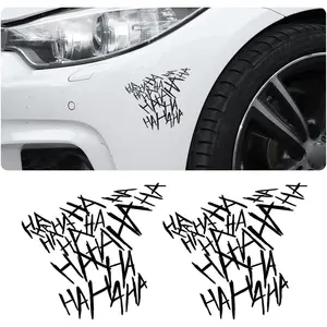 2PCS Joker Haha Car Windshield Stickers, Serious Evil Auto Body Window Bumper Laptop Cooler Cup Decals, PET Personalized Vehicle Decorations, 8'' Universal for Boats Trucks Motorcycles (Black)