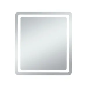 360 Stand Genesis Soft Edge LED Lit Mirror MRE33640, 36x40 in. Glossy White Light Metal Frame, Glossy Glass, Hanging Home Decor Mirror