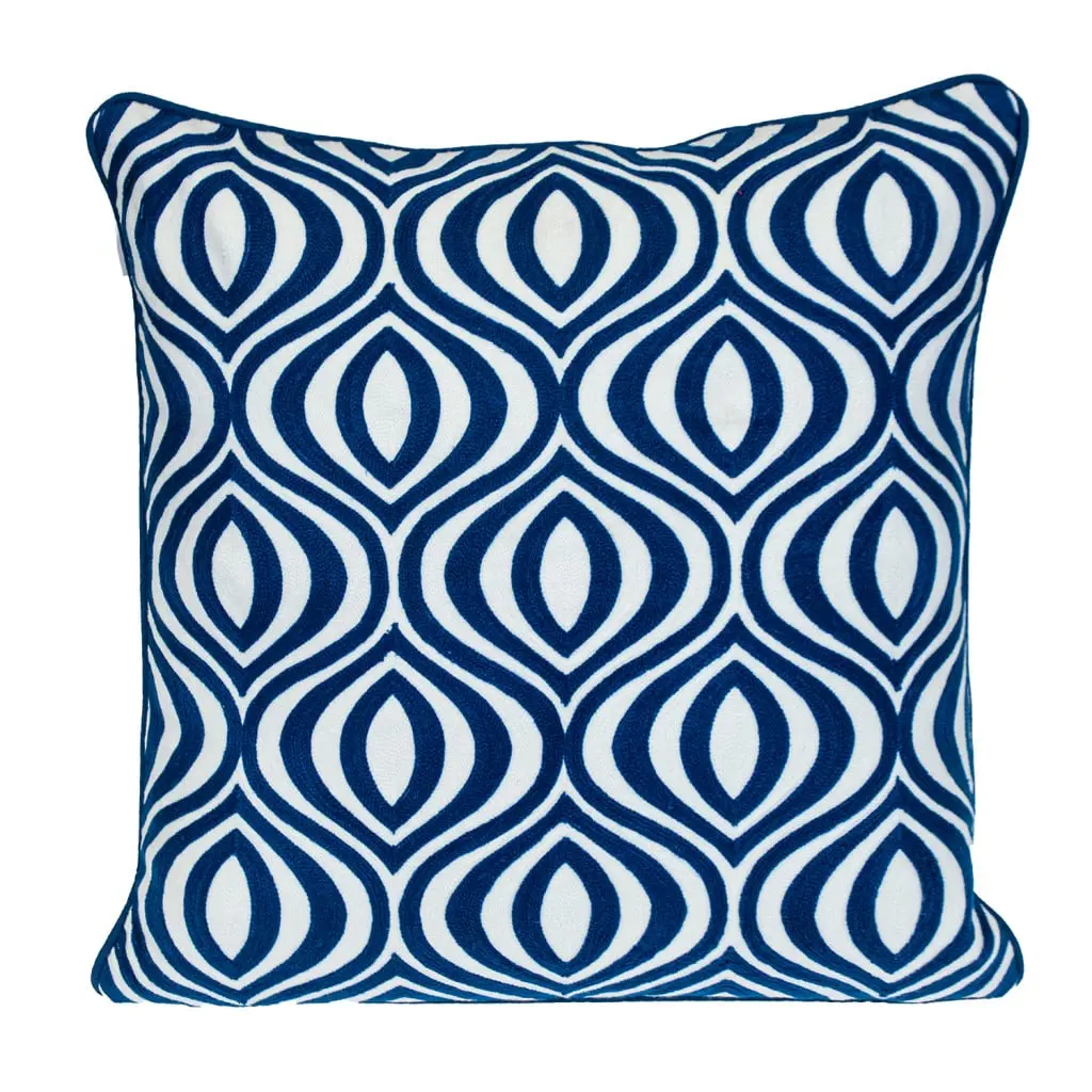 HomeRoots 529290 20x20 in. Soft, Textural Blue Geometric Cotton Zippered Accent Pillow - Comfy Cushions for Room Decor with Geometric Print, Abstract Design Pillow Inserts, Abstract Geometric Design Pillow Inserts