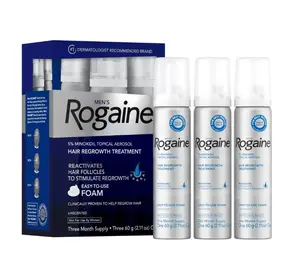 Men's Rogaine 5% Minoxidil Foam Hair Regrowth Treatment, Topical Treatment for Thinning Hair, 3-Month Supply for Comfort and Growth