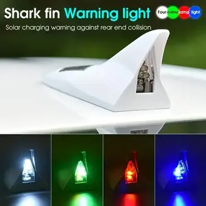 LED Shark Fin Roof Antenna Light, Multi-Color Blue Red White Ambient Lighting, Waterproof Universal Car Top Decor Lamp for Sedan, SUV and MPV, Easy Installation, Eye-Catching Night Exterior Car Accessory