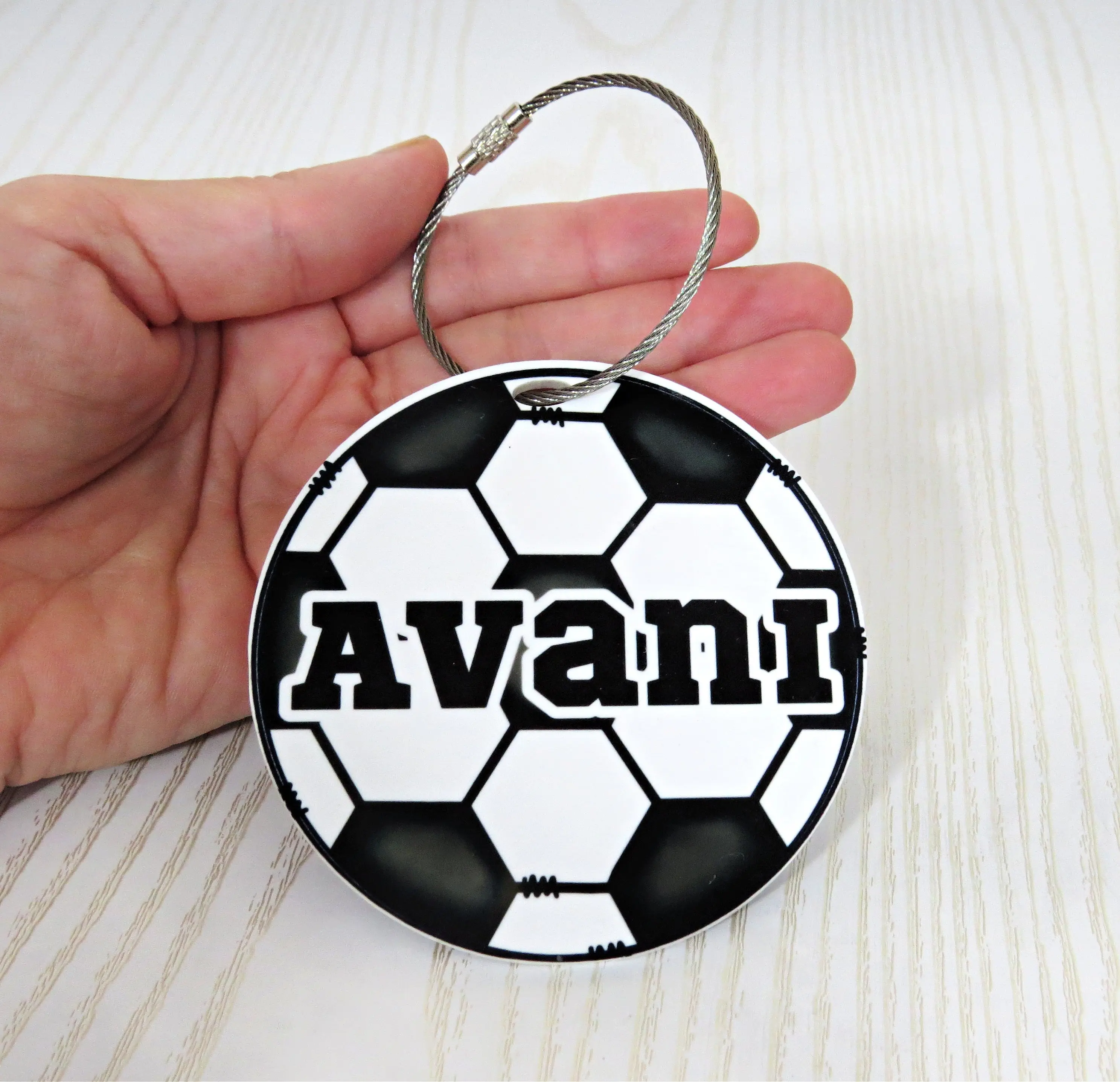 Personalized Soccer Bag Tag – Custom Name Tag for Sports or School Bags