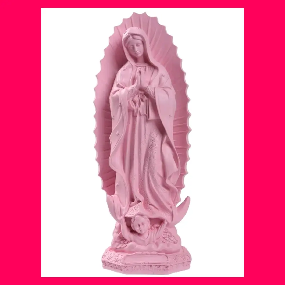 Virgen de Guadalupe Statues - Our Lady of Guadalupe Virgin Mary Statue, Pink Religious Mother Mary Statue, Catholic Virgencita de Guadalupe, Vrgin Mary Jesus Figurines for Home Decor Gifts, 12 Inch