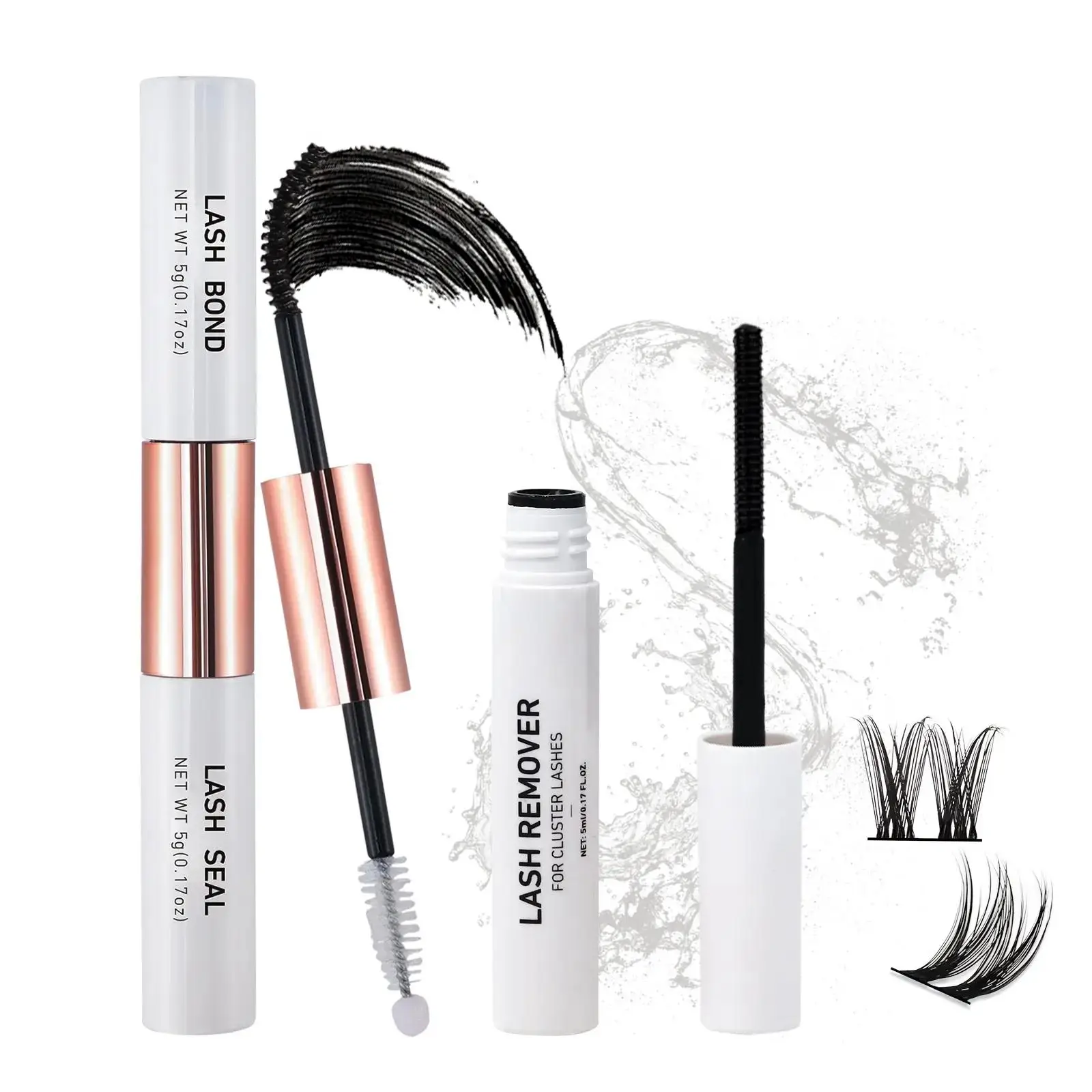 Multi-function Gentle Lash Clusters Glue for Eyelashes Extensions, Summer Eyelash Tools Including 1 Lash Glue & 1 Lash Remover Oil, Flawless Eye Cosme