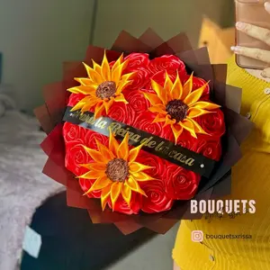 Eternal bouquet sunflowers red roses