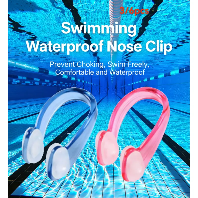 3 /6 swimming nose clips, swimming on water, comfortable, waterproof and non-slip, suitable for swimming and diving, and firmly fit, Swimming Accessories