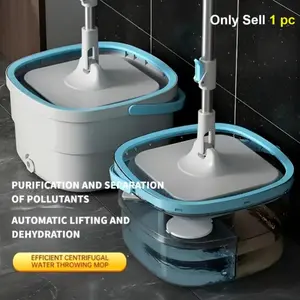 1 set of Durable rotating mop and bucket kit, suitable for home and office hands-free mop system, used for cleaning boats, living rooms, bedrooms, kitchens, bathrooms, and floors - no electricity required