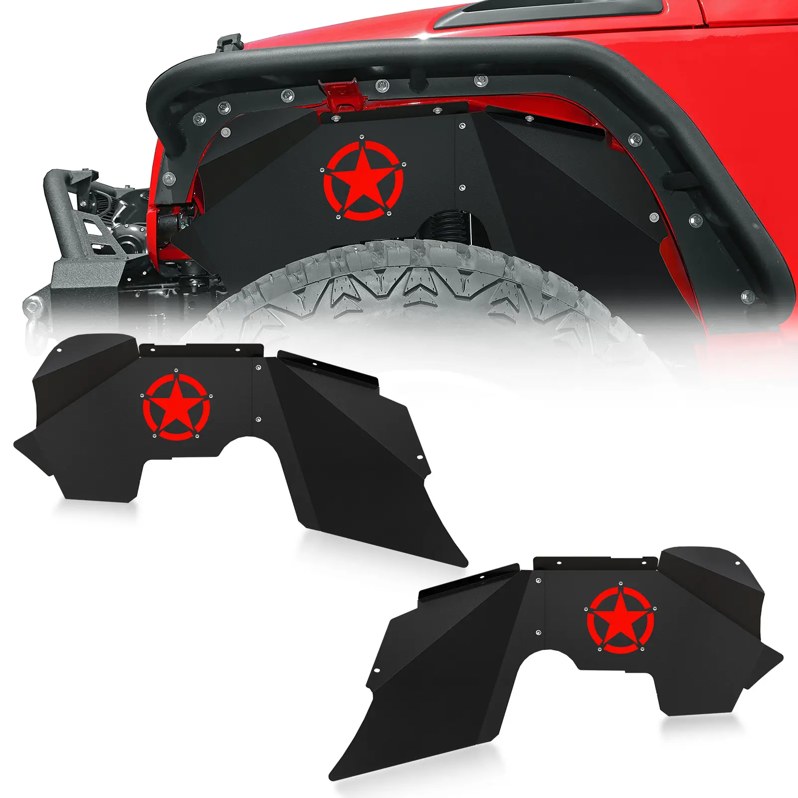 【YZONA】Mud Flaps & Splash Guards - Vehicle Exterior Decoration, Car Fender Well Auto Parts for 2007-2018 Jeep Wrangler JK & JKU Unlimited 2/4 Doors (2 PCS)