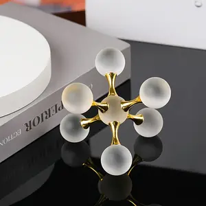 Modern Crystal Sphere Alloy Molecular Set Decor - Luxurious Look Home & Office Ornament for Living Room, TV Cabinet - 1-Piece Graduation Gift Bedroom Statue