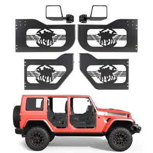 【FathersDayGift】VEVOR Jeep Tube Doors, 4-Door, Fit for 2018-2026 Jeep Wrangler JL & 2020-2026 Gladiator JT, Soldier Pattern Off Road Front & Rear Tubular Half Doors with DOT Certified Side View Mirrors & Rubber Pads