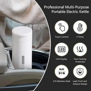 500ML Travel Electric Kettle, Four Adjustable Temperature Settings, Auto Shut Off, Three-In-One for Tea Coffee Baby Formula
