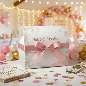 9pcs Best Wishes Gift Boxes, Floral Paper Treat Boxes with Satin Bow, Elegant Wedding Favor Boxes, Birthday Party Candy Boxes