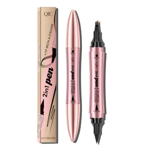2 in 1 Eyebrow Pencil & Eyeliner, 1 Count Long-lasting Waterproof Eyebrow Liner with Stamp, Precision Dual-ended Makeup Tool for Women, Eyebrow Products
